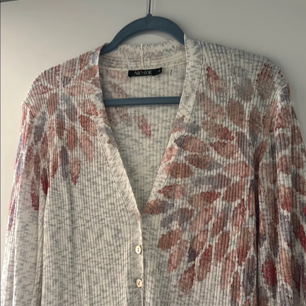 Nic + Zoe Floral Knit Duster Cardigan Size M - Picture 2 of 10